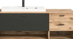 welltime Waschbeckenunterschrank »Dolo, Breite 138 cm, inkl. Aufsatzwaschbecken, 2 Schubkästen, 1 Klappe« 2 Stk. tlg. Hängeschrank, Unterschrank, Badmöbel, Badschrank, Schrank, Bad