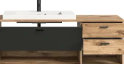 welltime Waschbeckenunterschrank »Dolo, Breite 138 cm, inkl. Aufsatzwaschbecken, 2 Schubkästen, 1 Klappe« 2 Stk. tlg. Hängeschrank, Unterschrank, Badmöbel, Badschrank, Schrank, Bad