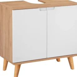 welltime Waschbeckenunterschrank »Lund Badunterschrank für wandhängende Waschbecken WC Unterschrank« Badezimmerschrank WBU Breite 65cm mit Siphonausschnitt Badschrank