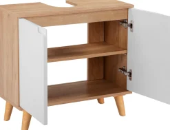 welltime Waschbeckenunterschrank »Lund Badunterschrank für wandhängende Waschbecken WC Unterschrank« Badezimmerschrank WBU Breite 65cm mit Siphonausschnitt Badschrank