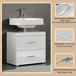 welltime Waschbeckenunterschrank »Avena« 1 Stk. tlg. Waschtisch mit 2 Schubkästen – (B/T/H) 60/34/56 cm