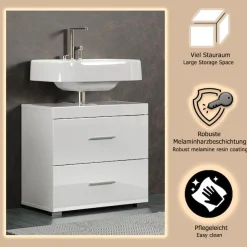 welltime Waschbeckenunterschrank »Avena« 1 Stk. tlg. Waschtisch mit 2 Schubkästen – (B/T/H) 60/34/56 cm