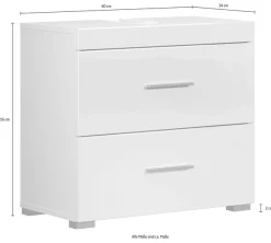 welltime Waschbeckenunterschrank »Avena« 1 Stk. tlg. Waschtisch mit 2 Schubkästen – (B/T/H) 60/34/56 cm
