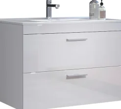 welltime Waschbeckenunterschrank »Dormoletto« Hänge-Waschbeckenunterschrank m. Becken - (B/T/H) 81/47/59 cm