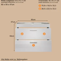 welltime Waschbeckenunterschrank »Dormoletto« Hänge-Waschbeckenunterschrank m. Becken - (B/T/H) 81/47/59 cm