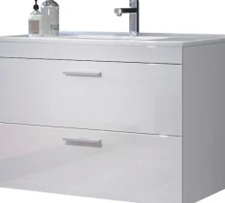 welltime Waschbeckenunterschrank »Dormoletto« Hänge-Waschbeckenunterschrank m. Becken - (B/T/H) 81/47/59 cm