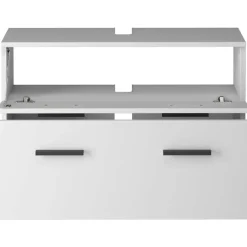 welltime Waschbeckenunterschrank »Skara« mit Klappe und Schubkasten, schwarze Griffe, Breite 80 cm, Höhe 55 cm