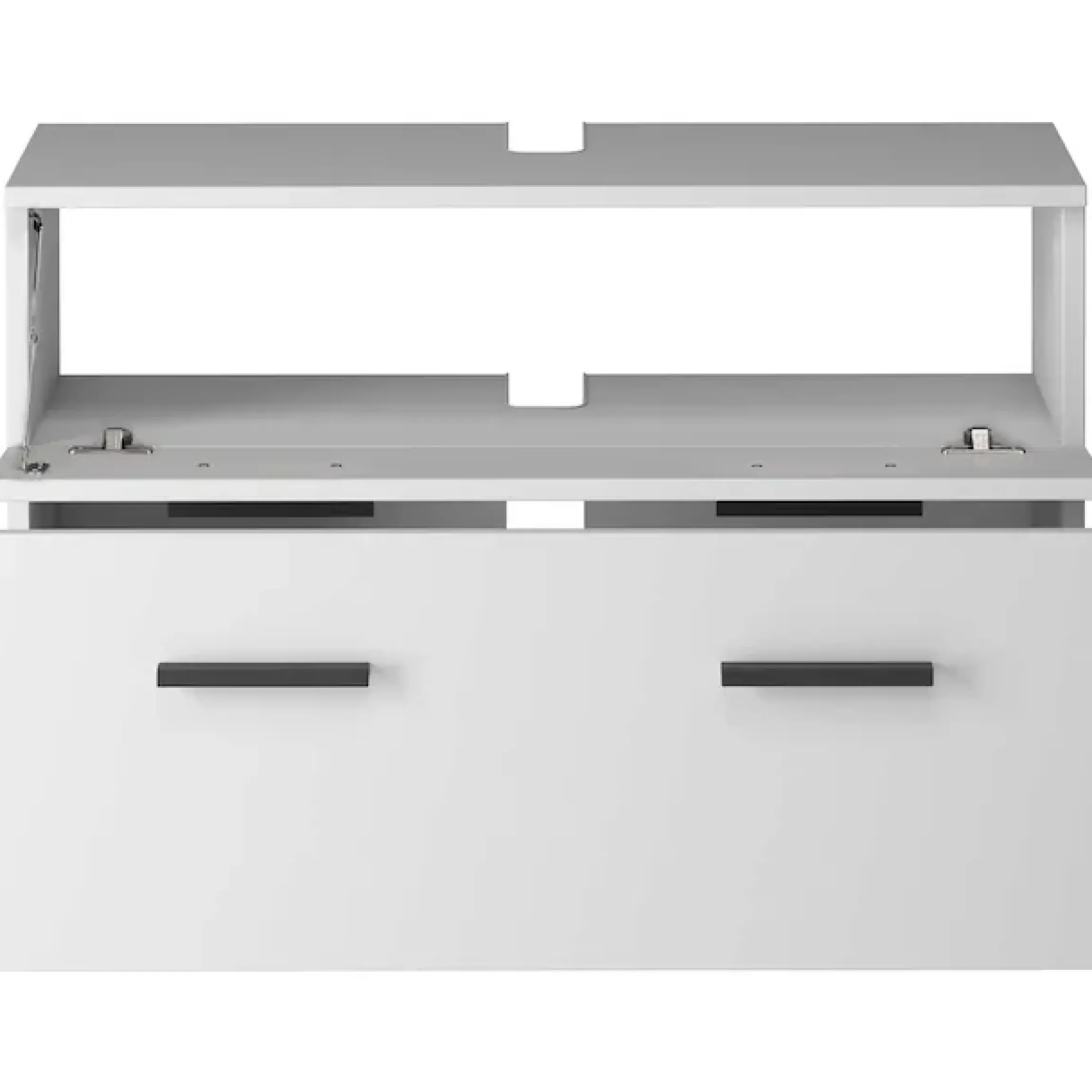 welltime Waschbeckenunterschrank »Skara« mit Klappe und Schubkasten, schwarze Griffe, Breite 80 cm, Höhe 55 cm