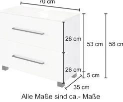 welltime Waschbeckenunterschrank »Luena« Breite 70 cm, mit Siphonausschnitt
