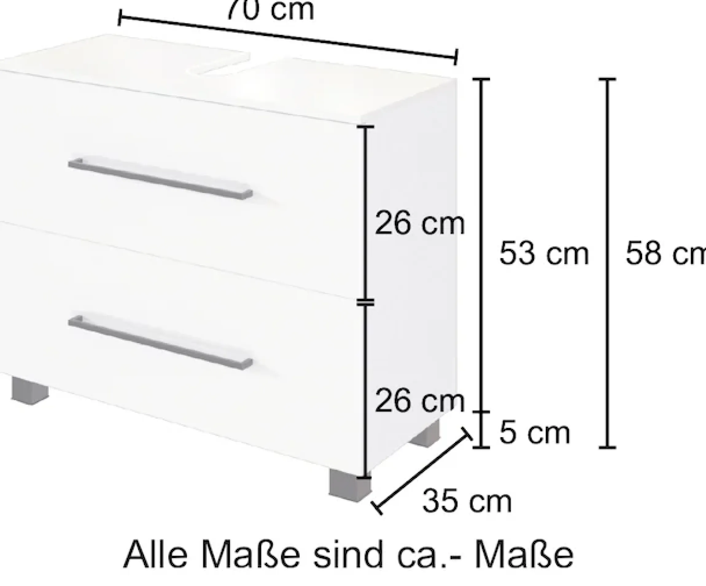 welltime Waschbeckenunterschrank »Luena« Breite 70 cm, mit Siphonausschnitt