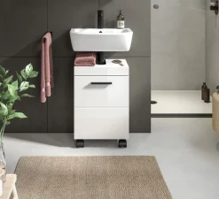 welltime Waschbeckenunterschrank »AVON, Breite 40 cm, 1 Tür, 1 Einlegboden, 2 Fächer« mit Siphonausschnitt 22x8 cm, Rückwand mit Ausschitt,Badmöbel, Badschrank, Unterschrank, Waschtisch, Kommode, Bad