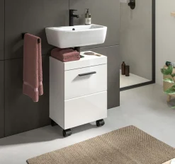 welltime Waschbeckenunterschrank »AVON, Breite 40 cm, 1 Tür, 1 Einlegboden, 2 Fächer« mit Siphonausschnitt 22x8 cm, Rückwand mit Ausschitt,Badmöbel, Badschrank, Unterschrank, Waschtisch, Kommode, Bad