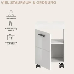 welltime Waschbeckenunterschrank »AVON, Breite 40 cm, 1 Tür, 1 Einlegboden, 2 Fächer« mit Siphonausschnitt 22x8 cm, Rückwand mit Ausschitt,Badmöbel, Badschrank, Unterschrank, Waschtisch, Kommode, Bad
