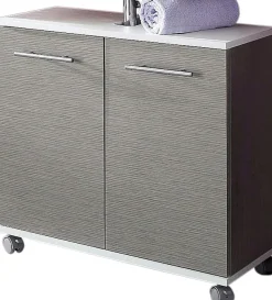 welltime Waschbeckenunterschrank »Emmi, Breite 59 cm« Siphonausschnitt, Metallbeschläge