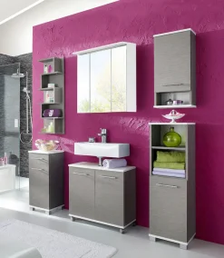 welltime Waschbeckenunterschrank »Emmi, Breite 59 cm« Siphonausschnitt, Metallbeschläge