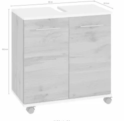 welltime Waschbeckenunterschrank »Emmi, Breite 59 cm« Siphonausschnitt, Metallbeschläge