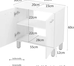 welltime Waschbeckenunterschrank »Florenz,Breite 60cm, 2 Tür, 2 Fächer, mit Siphonausschnitt, MDF-Front« in verschiedenen Farben erhältlich, Badmöbel, Badschrank, Kommode, Bad