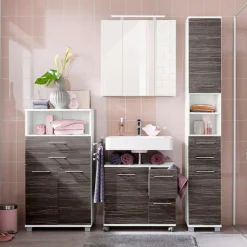 welltime Waschbeckenunterschrank »Emmi, Breite 65 cm made in Germany« Siphonausschnitt, Metallbeschläge