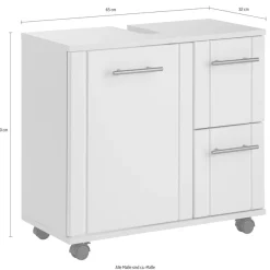 welltime Waschbeckenunterschrank »Emmi, Breite 65 cm made in Germany« Siphonausschnitt, Metallbeschläge