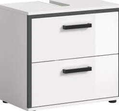 welltime Waschbeckenunterschrank »KAJO, hochglanz Front, 2 Schubladen, Siphonausschnitt« 1 Stk. tlg. Waschbecken, Unterschrank, Bad, Badezimmer, Schrank