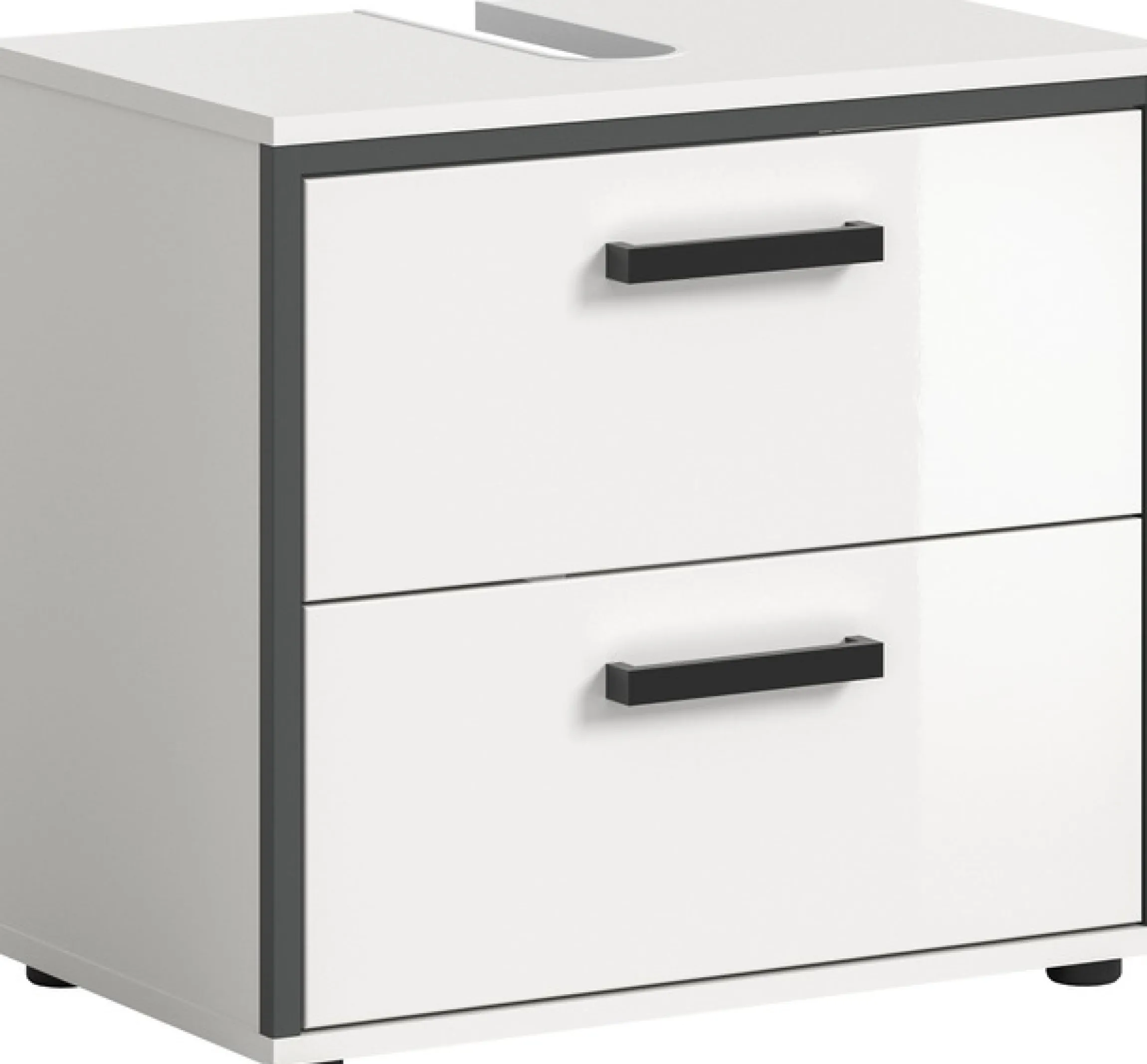 welltime Waschbeckenunterschrank »KAJO, hochglanz Front, 2 Schubladen, Siphonausschnitt« 1 Stk. tlg. Waschbecken, Unterschrank, Bad, Badezimmer, Schrank
