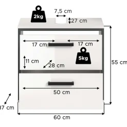 welltime Waschbeckenunterschrank »KAJO, hochglanz Front, 2 Schubladen, Siphonausschnitt« 1 Stk. tlg. Waschbecken, Unterschrank, Bad, Badezimmer, Schrank