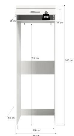 welltime Waschmaschinenumbauschrank »SIENA, Breite 66 cm, für Waschmaschine & Trockner, 1 Klappe, MDF-Front« Überbauschrank, Umbauschrank, Badschrank, Hauswirtschaftsschrank