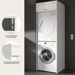 welltime Waschmaschinenumbauschrank »SIENA, Breite 66 cm, für Waschmaschine & Trockner, 1 Klappe, MDF-Front« Überbauschrank, Umbauschrank, Badschrank, Hauswirtschaftsschrank