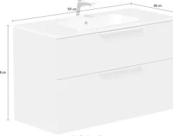 welltime Waschtisch »Ahus« mit Soft-Close-Funktion, Vollauszüge, inkl. Waschbecken Breite 100 cm