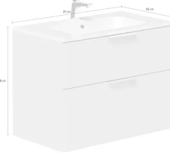 welltime Waschtisch »Ahus« mit Soft-Close-Funktion, Vollauszüge, inkl. Waschbecken Breite 80 cm