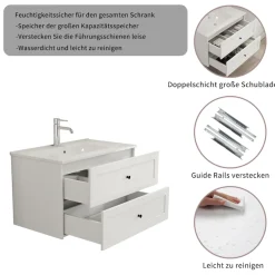welltime Waschtisch Badmöbel inkl. Keramikwaschbecken, in verschiedenen Breiten erhältlich