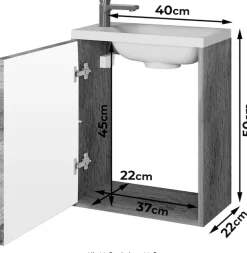welltime Waschtisch »Canada« 2 Stk. tlg. Badmöbel Wellenstruktur, Breite 40cm Gästebad Waschtisch mit Becken
