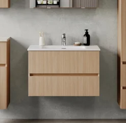 welltime Waschtisch »EIXO, 2 Metall-Vollauszüge mit Softclose, Mineralguss-Auflagebecken«