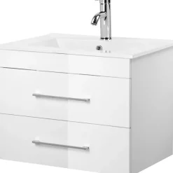 welltime Waschtisch »Florenz Badschrank Badmöbel inkl. Waschbecken« Komplett-Set,Waschplatz mit 2 Auszügen und Softclose Breite 60cm