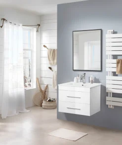 welltime Waschtisch »Florenz Badschrank Badmöbel inkl. Waschbecken« Komplett-Set,Waschplatz mit 2 Auszügen und Softclose Breite 60cm