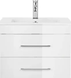 welltime Waschtisch »Florenz Badschrank Badmöbel inkl. Waschbecken« Komplett-Set,Waschplatz mit 2 Auszügen und Softclose Breite 60cm