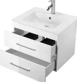 welltime Waschtisch »Florenz Badschrank Badmöbel inkl. Waschbecken« Komplett-Set,Waschplatz mit 2 Auszügen und Softclose Breite 60cm