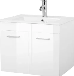 welltime Waschtisch »Florenz, Breite 60cm, 2 Tür, 2 Fächer, MDF-Front« Set, Waschtisch inklusive Waschbecken,Waschplatz mit 2 Türen,in verschiedenen Farben erhältlich, Badmöbel
