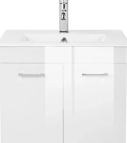 welltime Waschtisch »Florenz, Breite 60cm, 2 Tür, 2 Fächer, MDF-Front« Set, Waschtisch inklusive Waschbecken,Waschplatz mit 2 Türen,in verschiedenen Farben erhältlich, Badmöbel