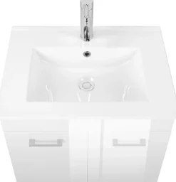 welltime Waschtisch »Florenz, Breite 60cm, 2 Tür, 2 Fächer, MDF-Front« Set, Waschtisch inklusive Waschbecken,Waschplatz mit 2 Türen,in verschiedenen Farben erhältlich, Badmöbel