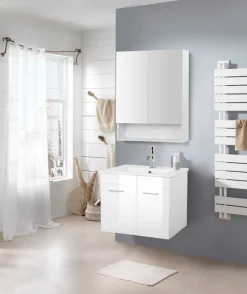 welltime Waschtisch »Florenz, Breite 60cm, 2 Tür, 2 Fächer, MDF-Front« Set, Waschtisch inklusive Waschbecken,Waschplatz mit 2 Türen,in verschiedenen Farben erhältlich, Badmöbel