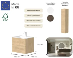 welltime Waschtisch »Gama« inklusive Waschbecken, mit Push-to-Open-Funktion, FSC® zertifiziert