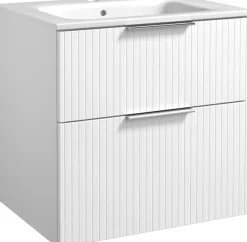 welltime Waschtisch »G-Line« mitKeramik Waschbecken, Schubladen mit Softclose,trendig geriffelt