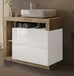 welltime Waschtisch »Hamburg« 2 Schubkästen, Breite 92 cm, Soft-Close, inkl. Keramik-Aufsatzbecken