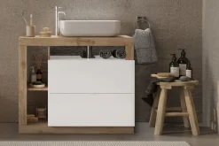 welltime Waschtisch »Hamburg« 2 Schubkästen, Breite 92 cm, Soft-Close, inkl. Keramik-Aufsatzbecken