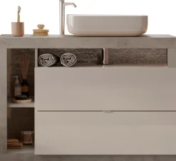 welltime Waschtisch »Hamburg« 2 Schubkästen, Breite 110 cm, Soft-Close, inkl. Keramik-Aufsatzbecken