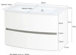 welltime Waschtisch »Kaunas« Breite 80 cm, mit Soft-Close Funktion