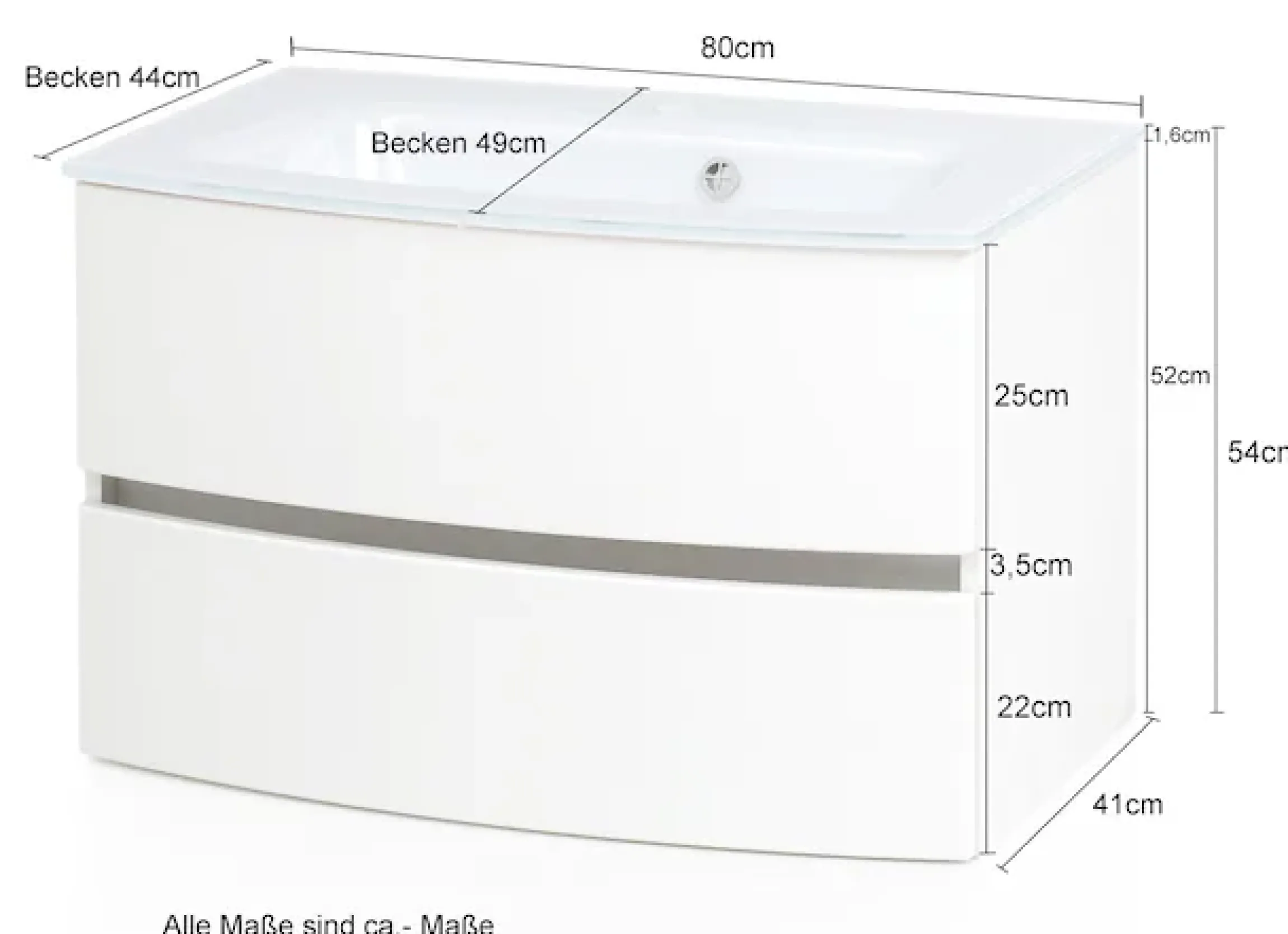 welltime Waschtisch »Kaunas« Breite 80 cm, mit Soft-Close Funktion