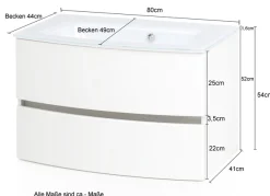 welltime Waschtisch »Kaunas« Breite 80 cm, mit Soft-Close Funktion