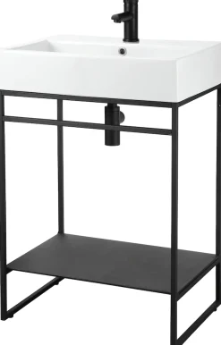 welltime Waschtisch »Loft« Badmöbel, schwarz, mit Keramikwaschbecken, Breite 60cm